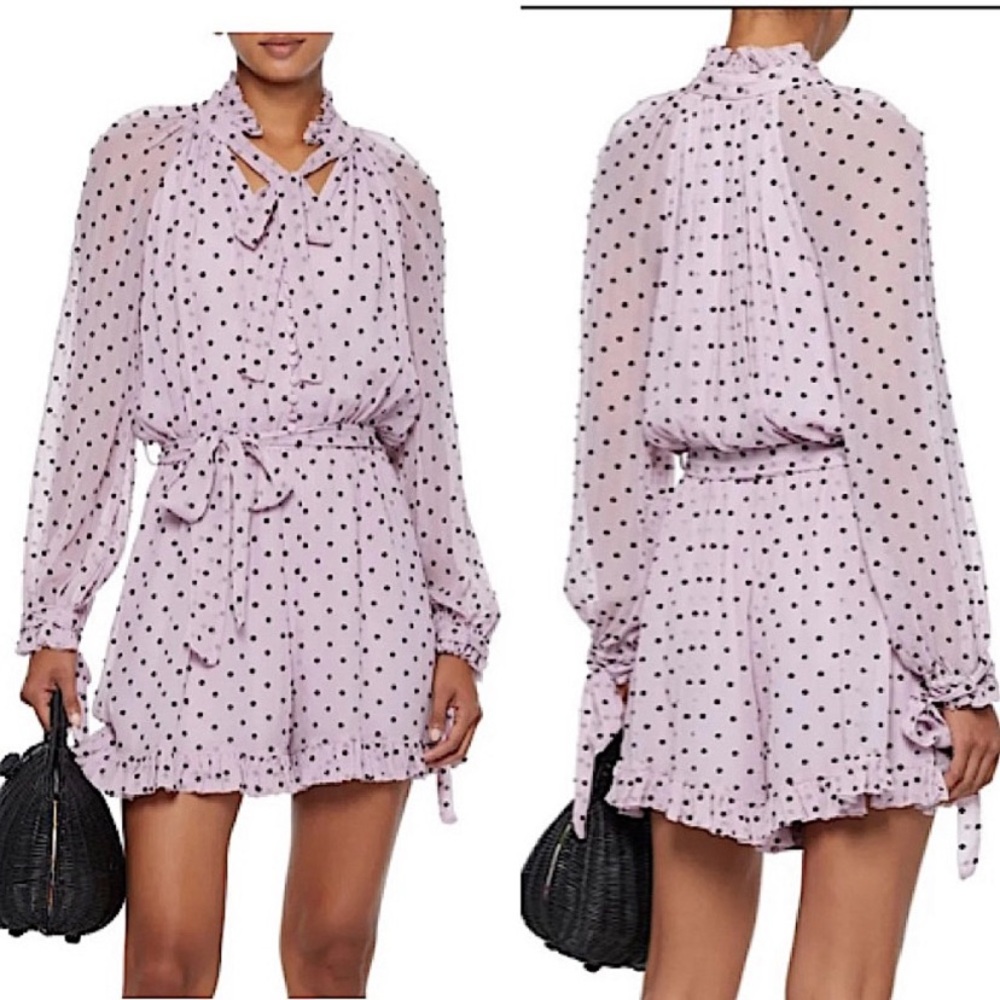 Zimmerman Silk Ninety Six Neck Tie Playsuit Lilac Dot Print size 2 (US 8)